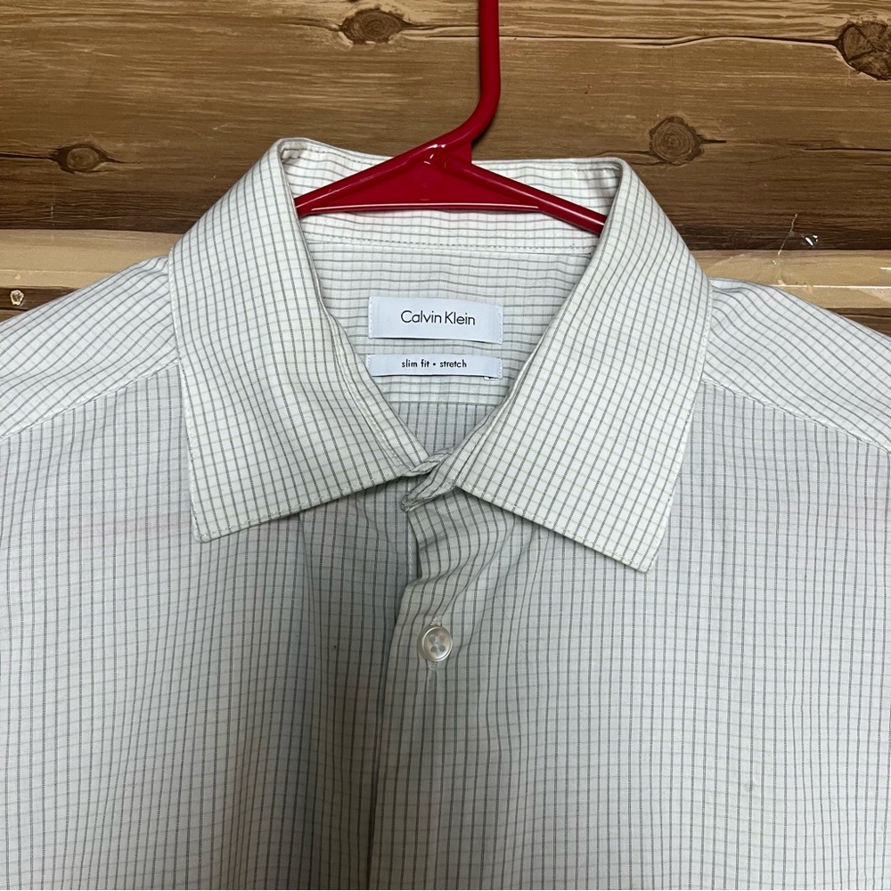 5/$25 Calvin Klein slim fit stretch long sleeve bottomsdown shirt size large - Picture 7 of 12